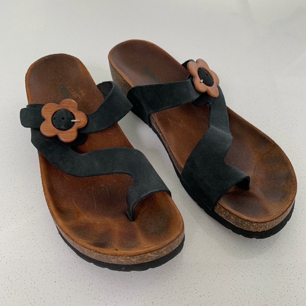 BioNatura “Naples” Wedge Sandal, Sz 10/40, Black